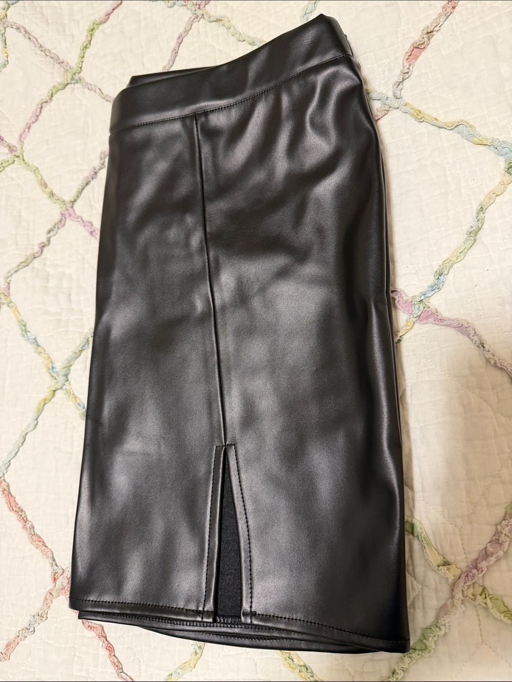 Rue21 Black Faux Leather Pencil Skirt with Front Slit